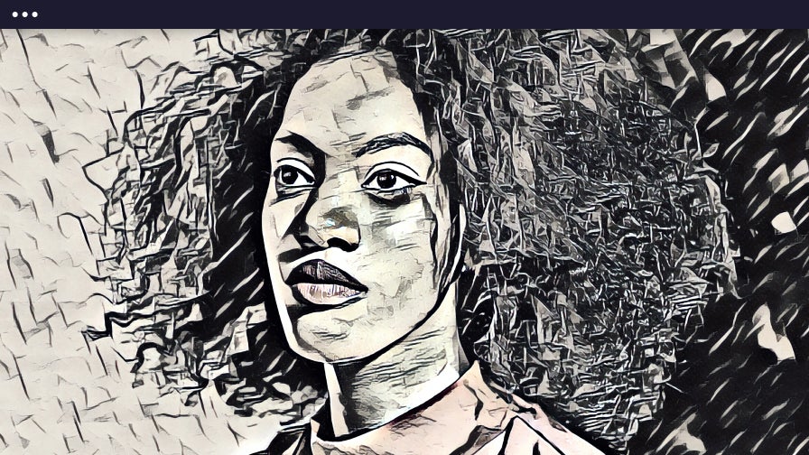 Primer plano de retrato de una mujer con el efecto artístico Inkify DLX 1 de BeFunky aplicado