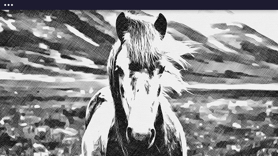 Portrait of a horse with BeFunky's Cross Hatch DLX Artsy Effect applied
