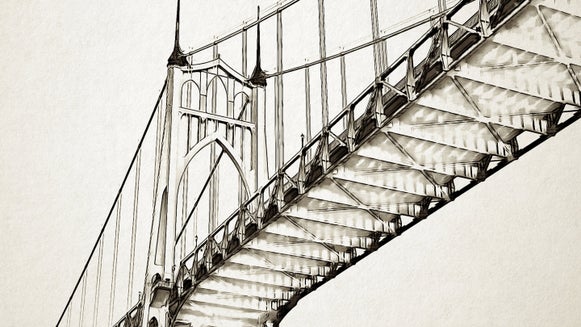Cathedral Bridge in Ink Wash style