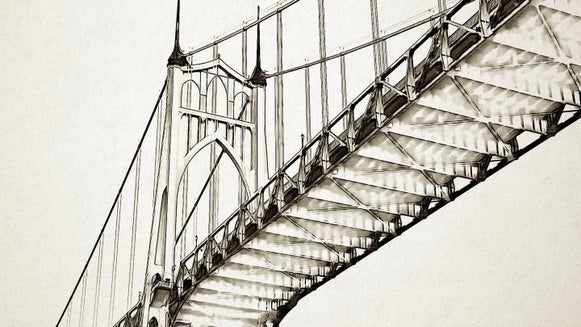 Puente de catedral en estilo Lavado de tinta