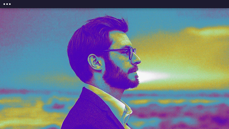 Image of a bearded man in profile with BeFunky's Pop Art DLX artsy effect applied