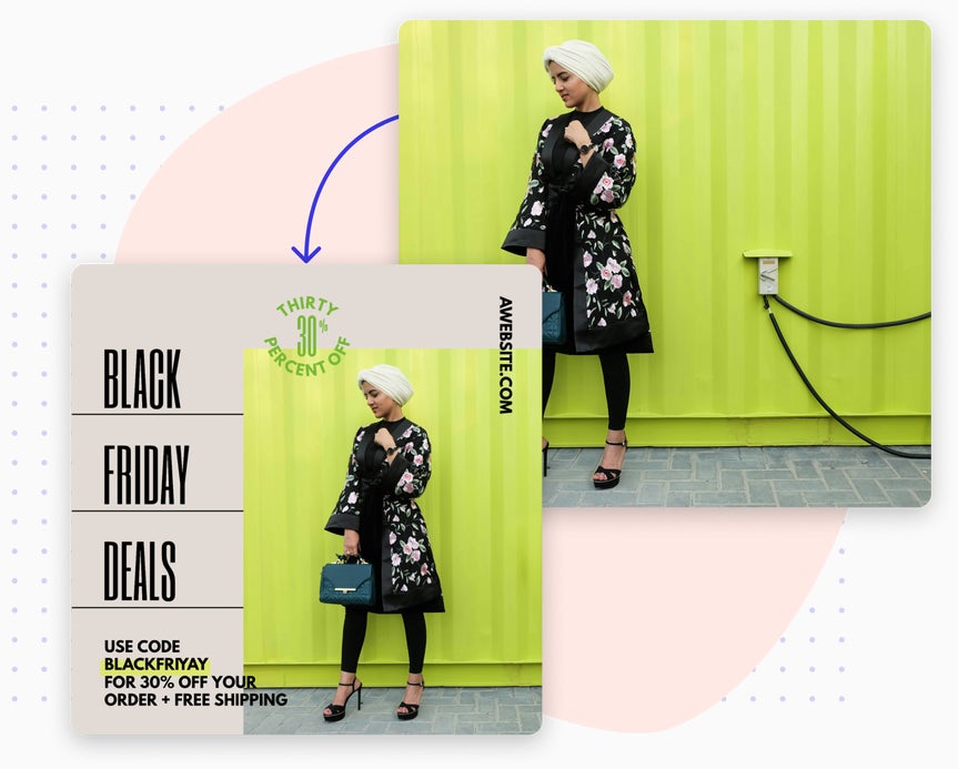 Woman posed in front of green wall with distracting cord removed using object remover for cleaner design.