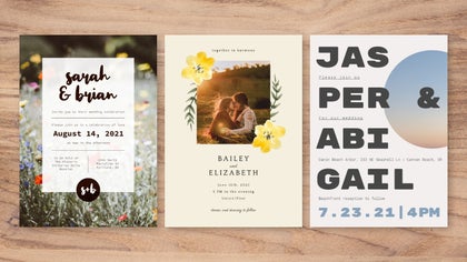 Collection of invitation templates for a wedding, baby shower, and special event.