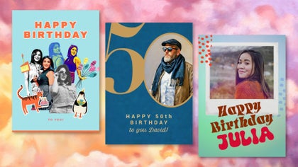 Stylish photo-based adult birthday card designs