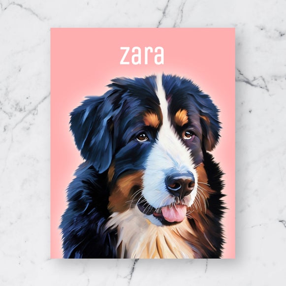 Pet portrait of a Bernese mountain dog named Zara using Impasto GFX