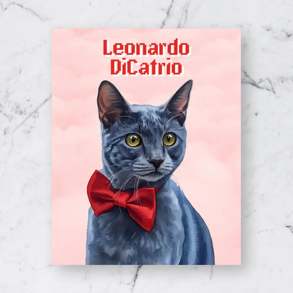 Pet portrait of a gray cat created using Watercolor GFX