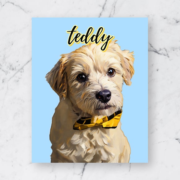 Pet portrait of a small dog named Teddy created with Oil Painting GFX