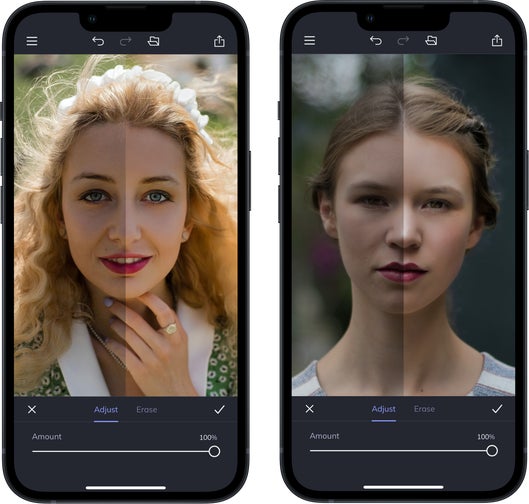 Mobile app a.i. portrait enhancer by BeFunky
