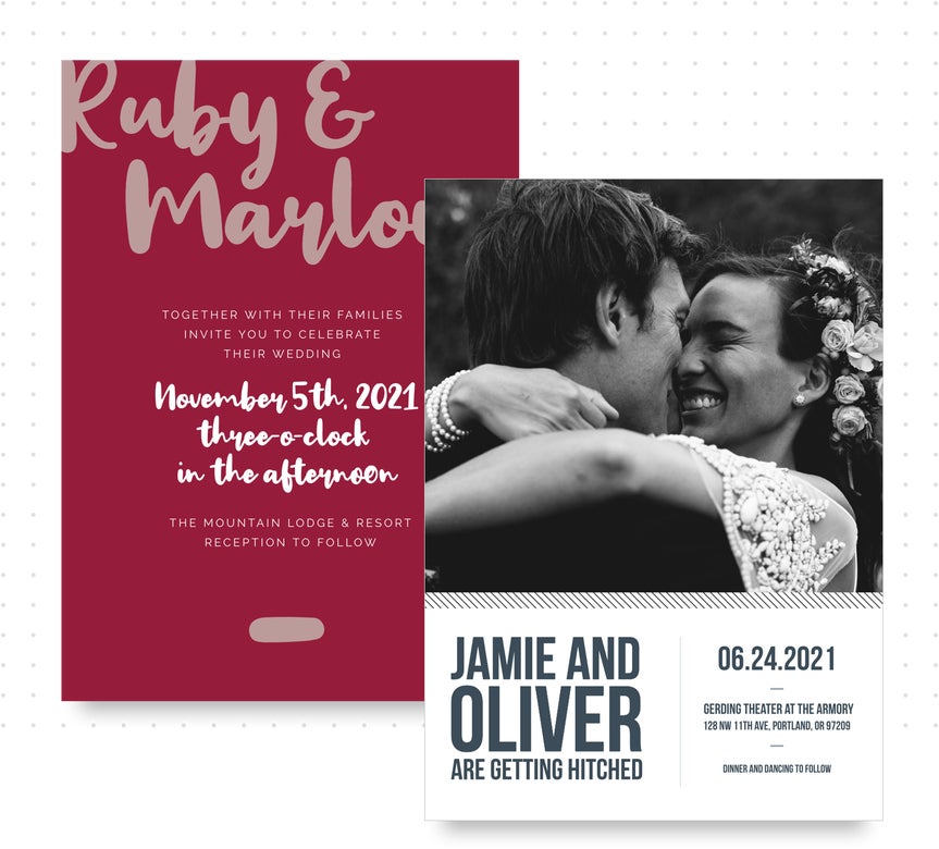 customizable wedding invitation templates by BeFunky 