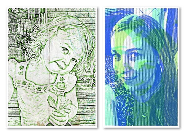 Charcoal and pop art effects