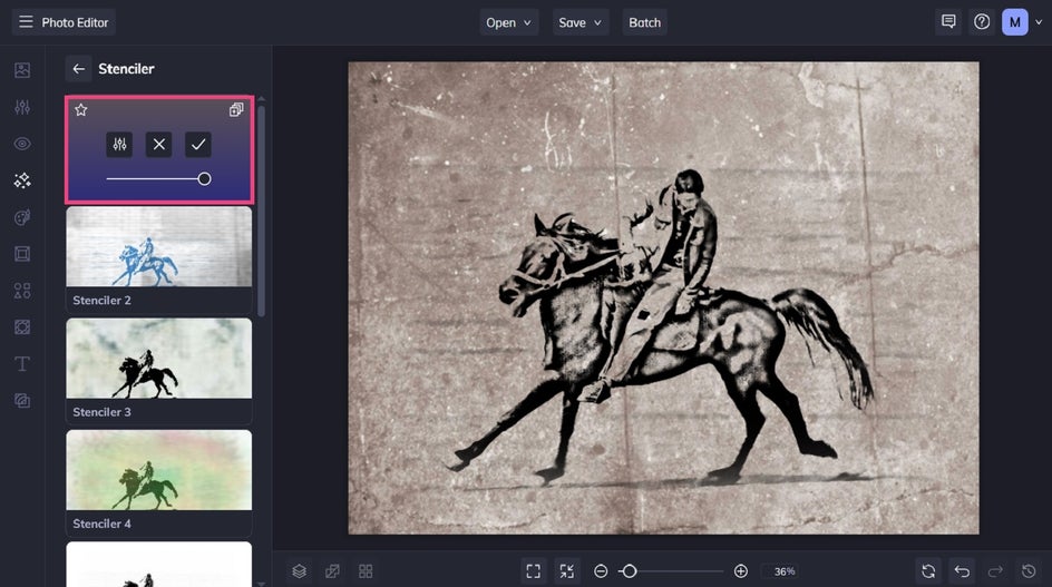 Viewing Stenciler effect on photo