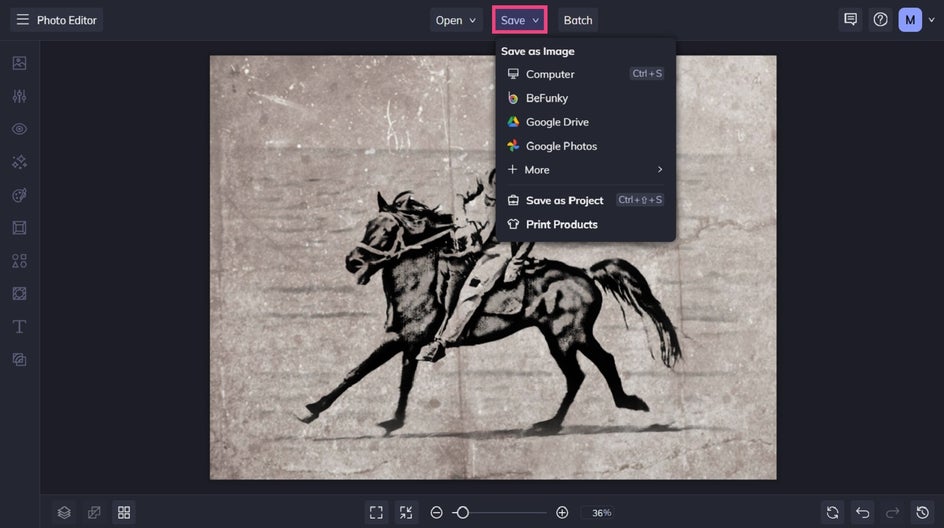 Saving Stenciler photo in BeFunky