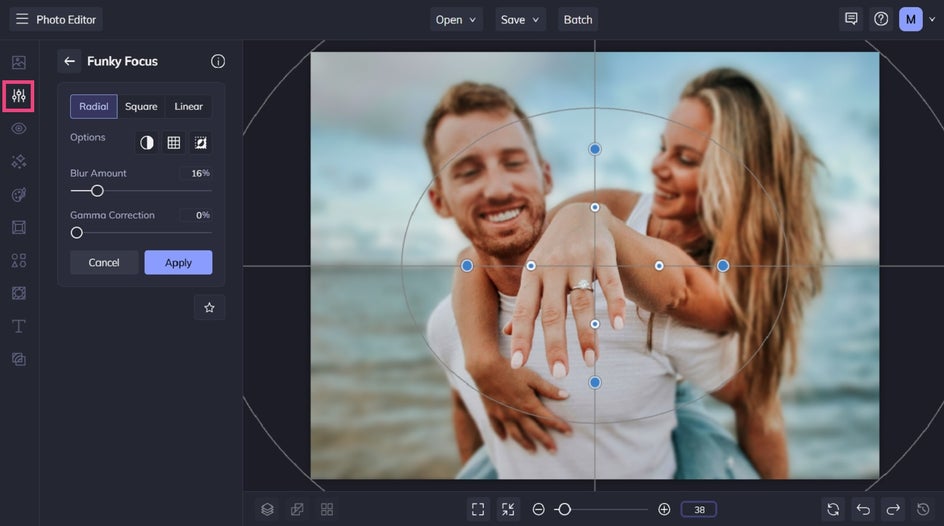 Funky Focus Lens Blur tool in BeFunky