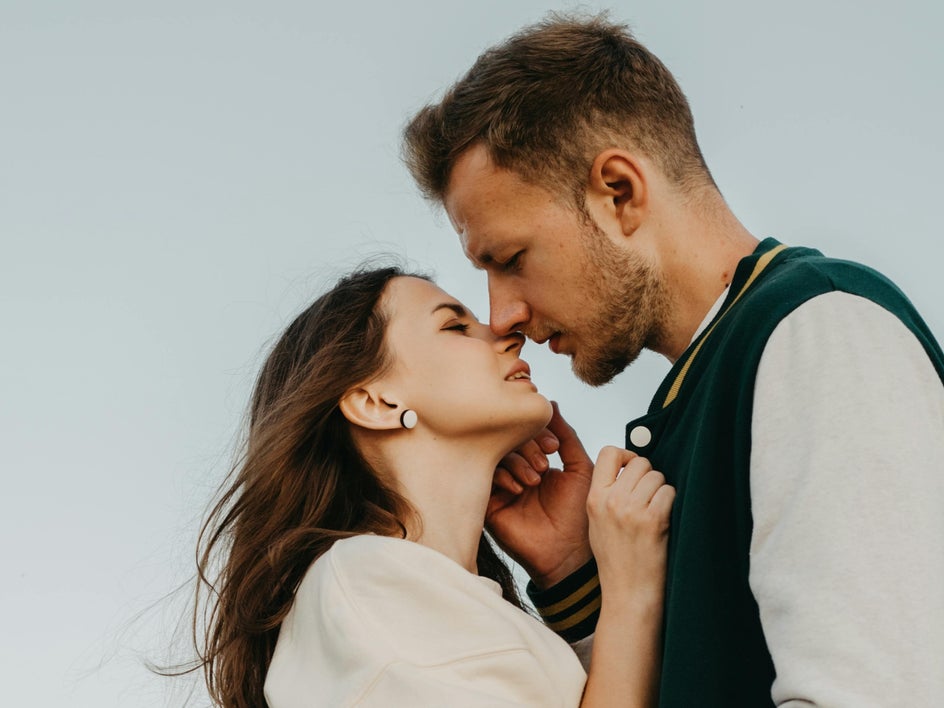 Before applying portrait enhancer to engagement photo in BeFunky