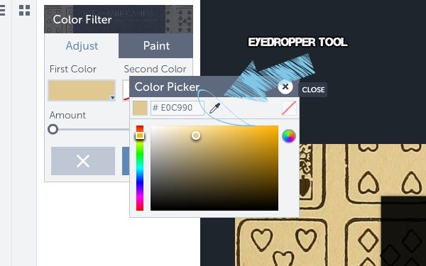 A screenshot of the BeFunky Eyedropper tool dialogue box.