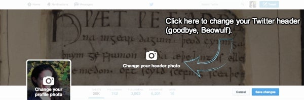A screenshot of a Twitter dialogue box that says "Change your header photo".
