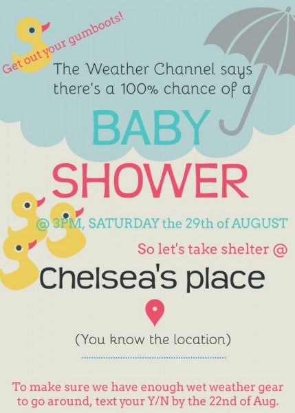 The final version of a baby shower invitation created using the BeFunky Designer