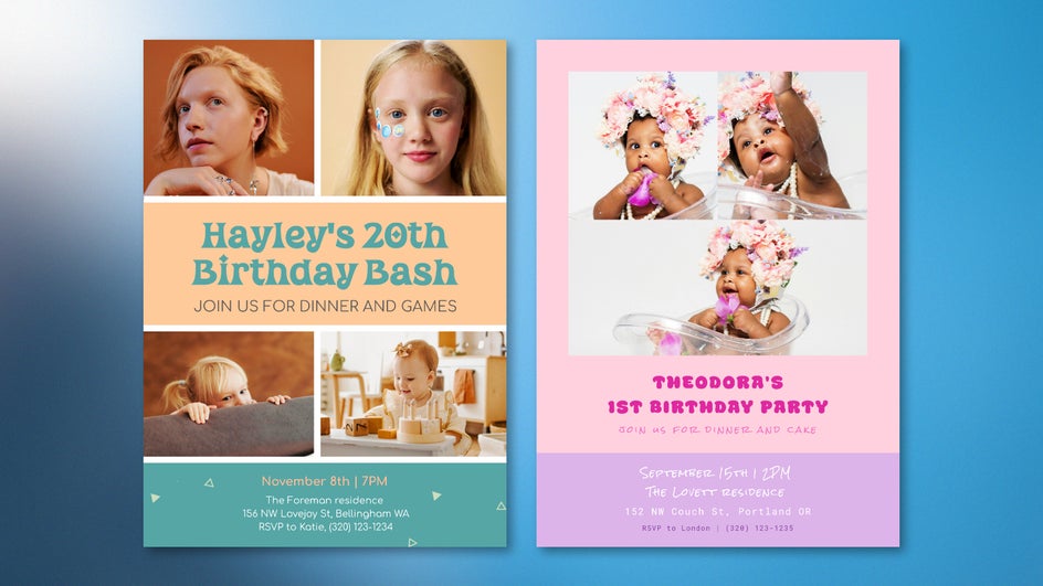 Birthday invitation cards with collage theme