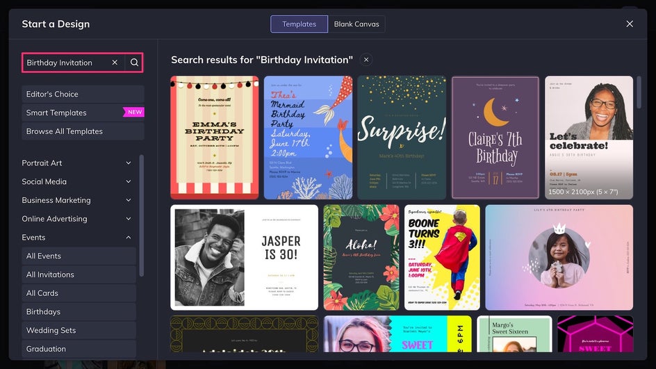 Birthday Invitation template category