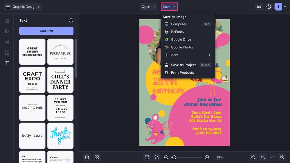 Save final birthday party invitation