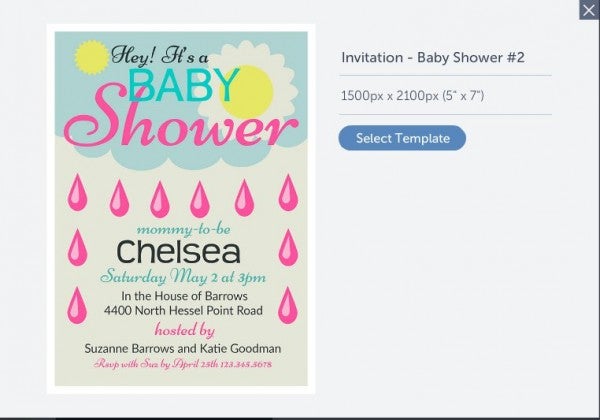 The selected BeFunky Designer baby shower template