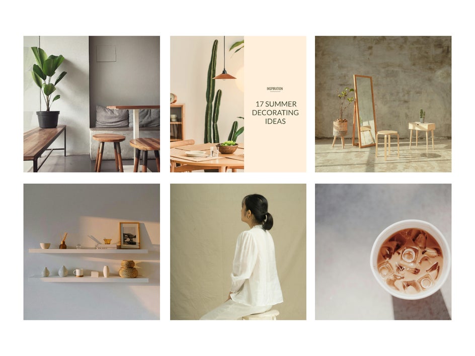 6 minimalist Instagram Posts with a beige color scheme