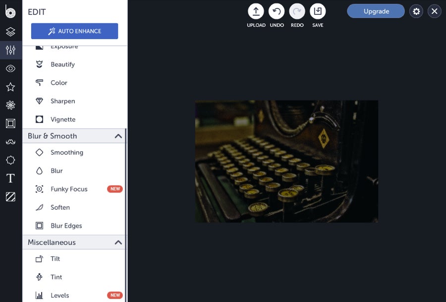 vintage typewriter auto enhance photo editing