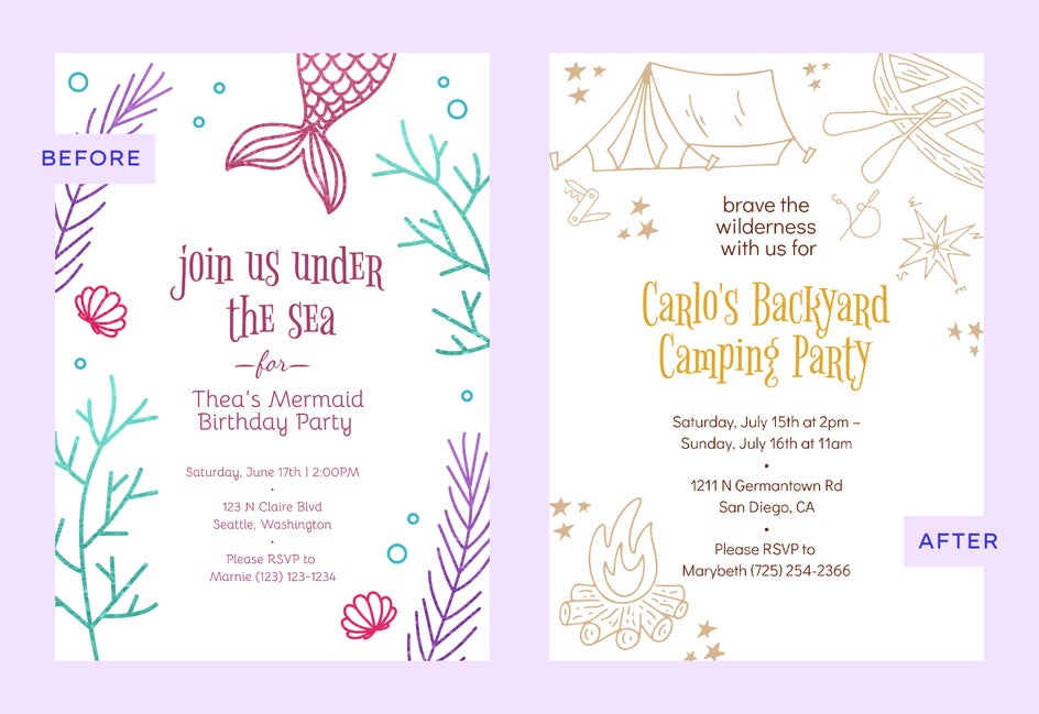 camping invite inspiration