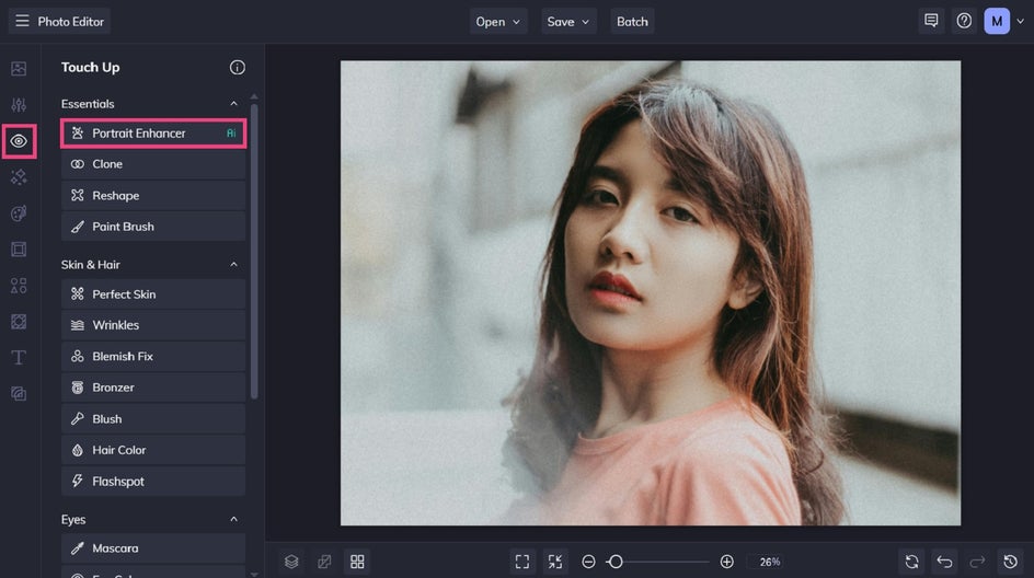 portrait enhancer in BeFunky