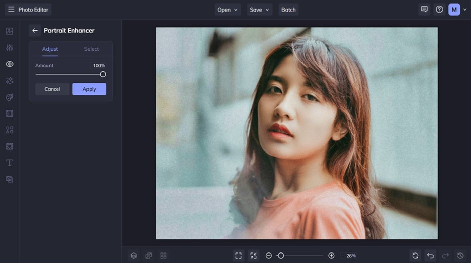 Applying the portrait enhancer
