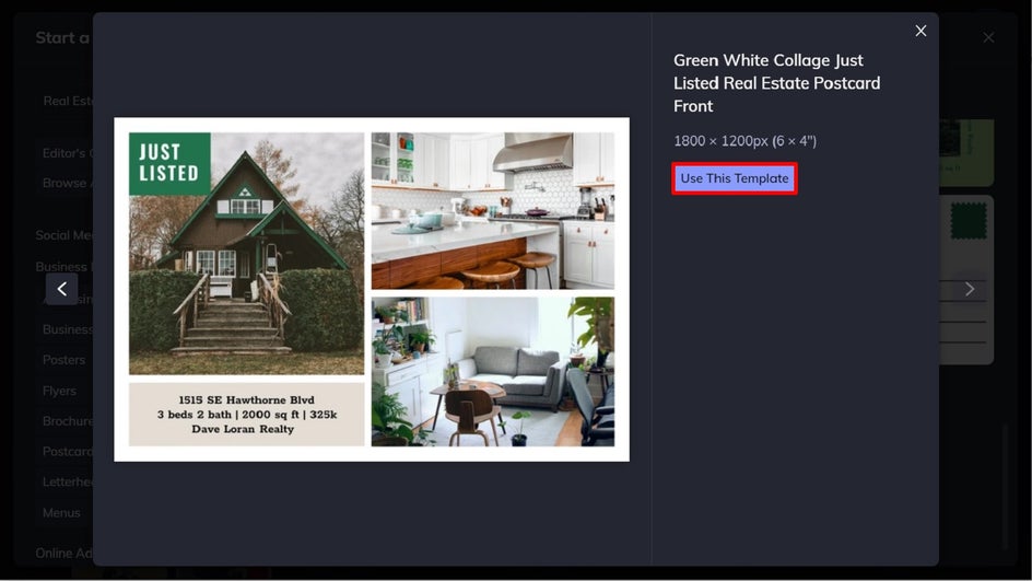 choose real estate postcard template