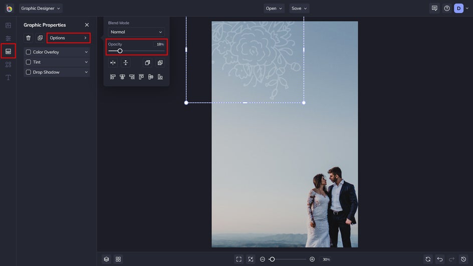 Change graphics of wedding menu