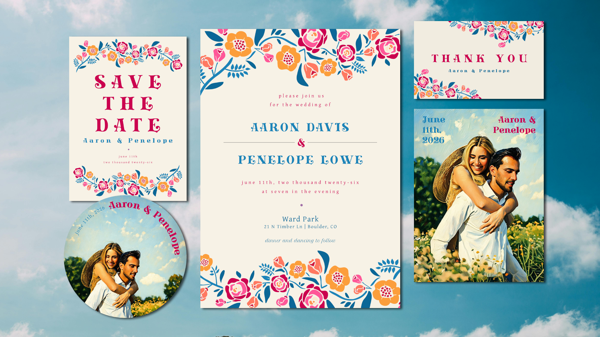 DIY wedding printables featuring full set