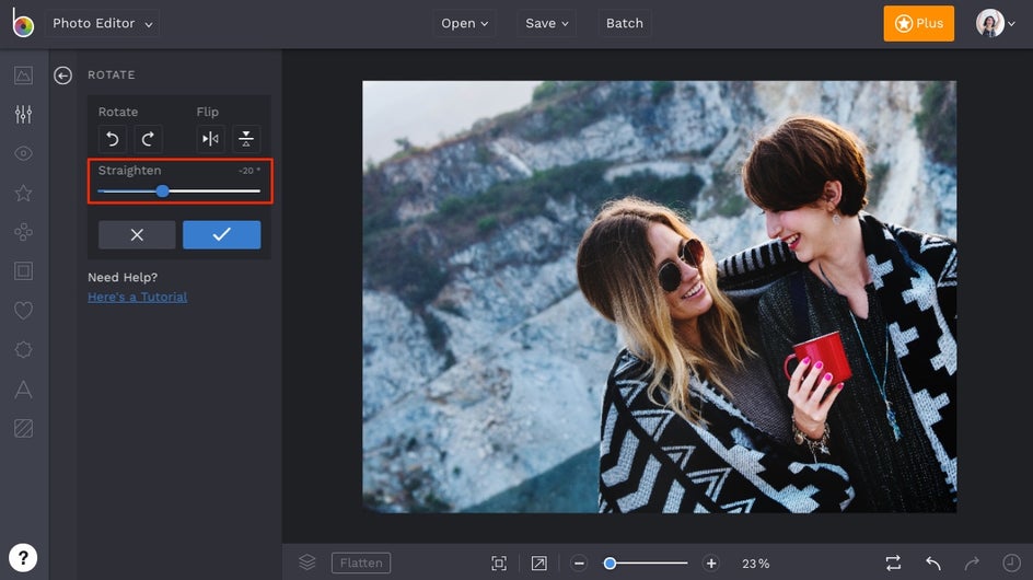 how to straighten photos in BeFunky