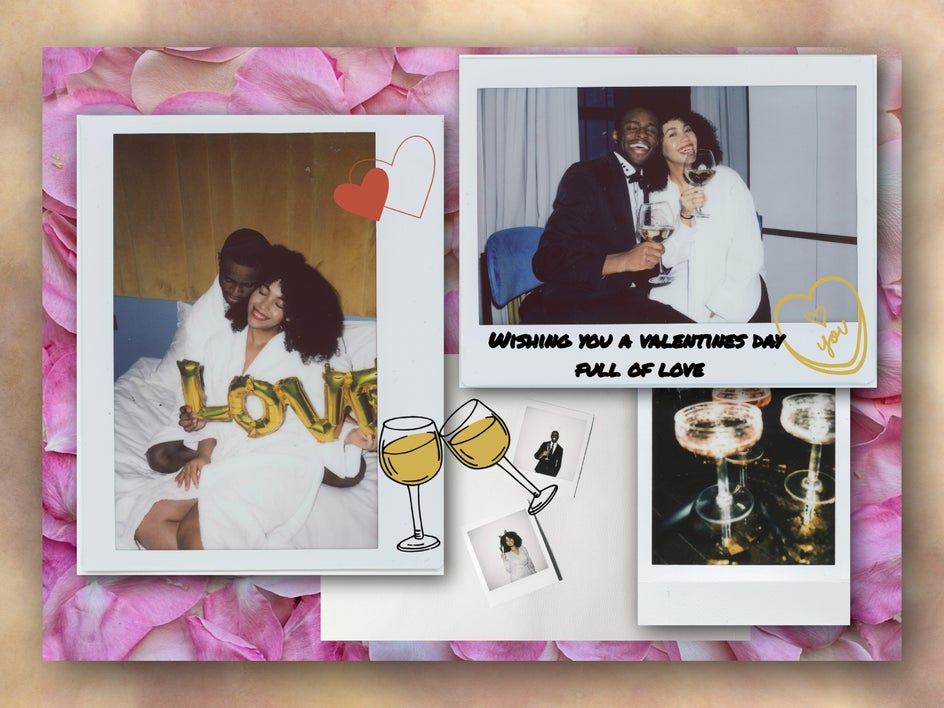 Sweet and romantic floral collage Valentine