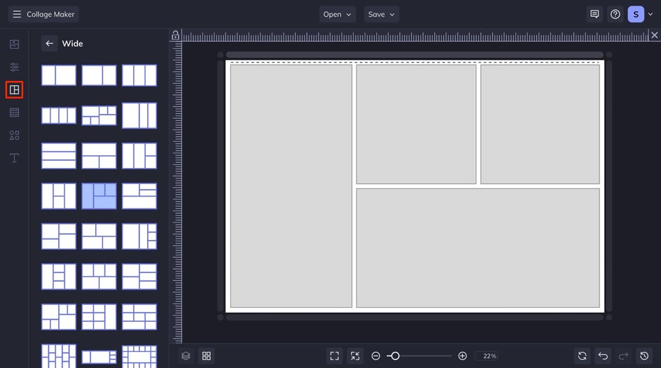 Layouts tab of Collage Maker