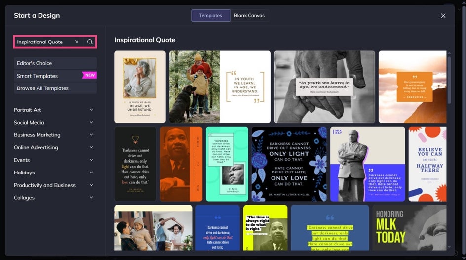 inspirational quote templates in Graphic Designer