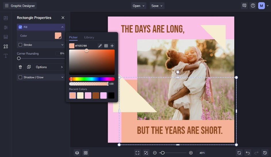 Changing color of graphics in inspirational quote template