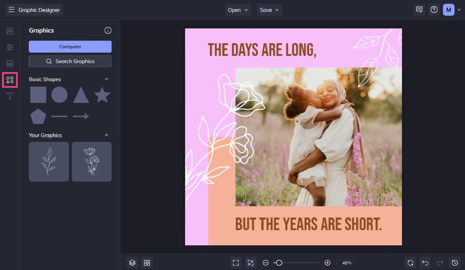 Adding graphics to inspirational quote templates