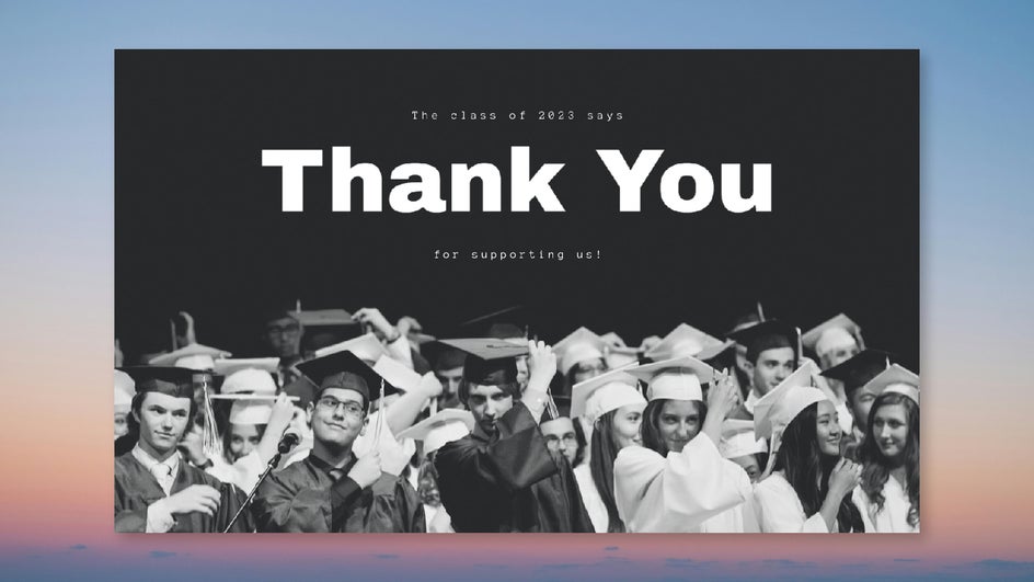 Graduation thank you card with simple typography