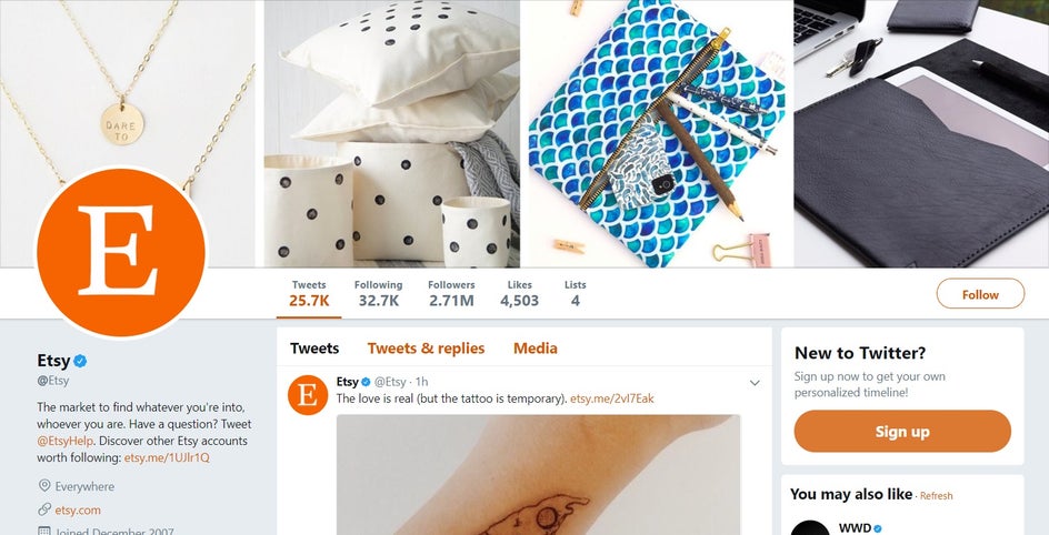 Etsy Twitter header design 