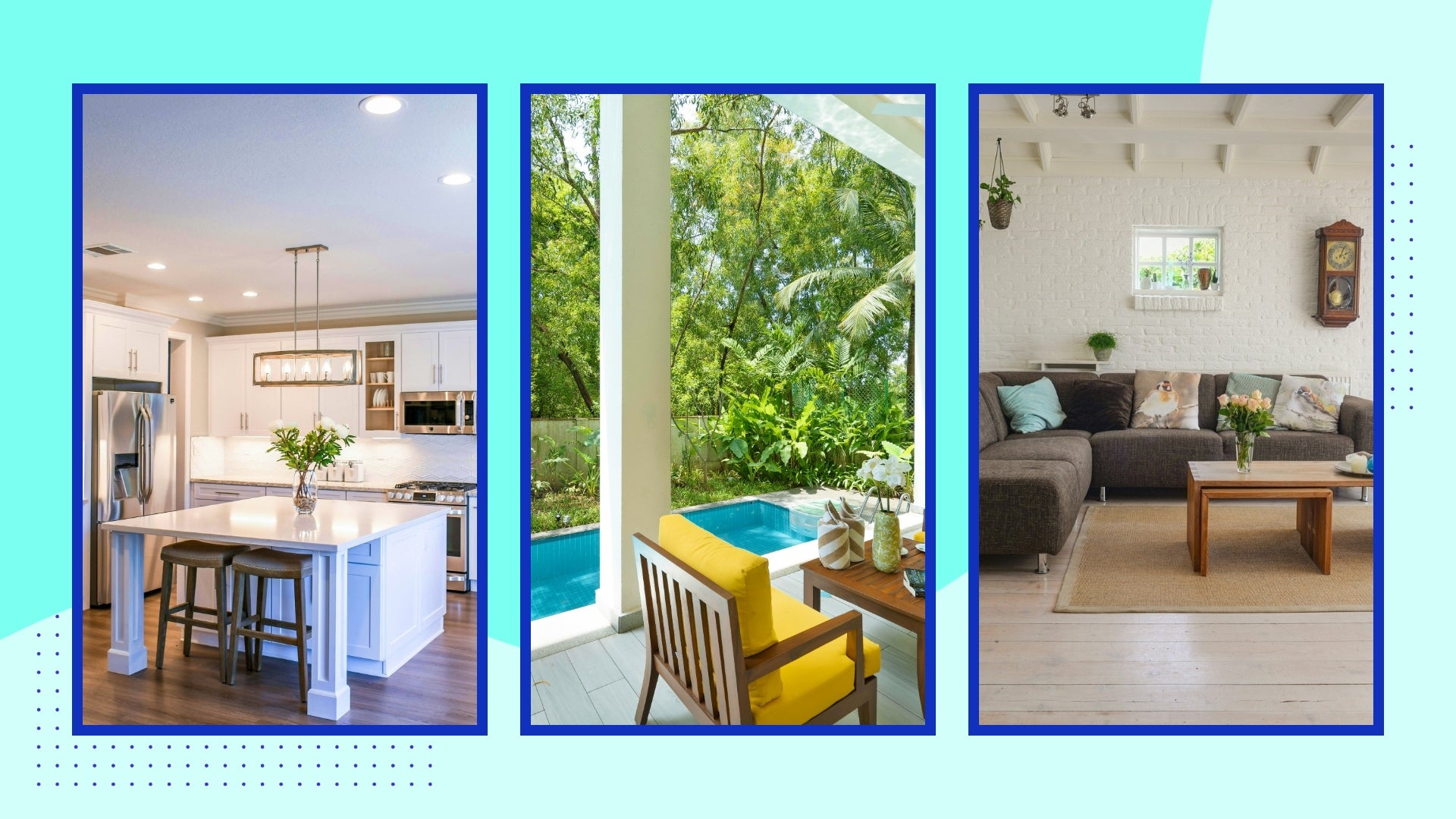 Featured VRBO example images on blue background
