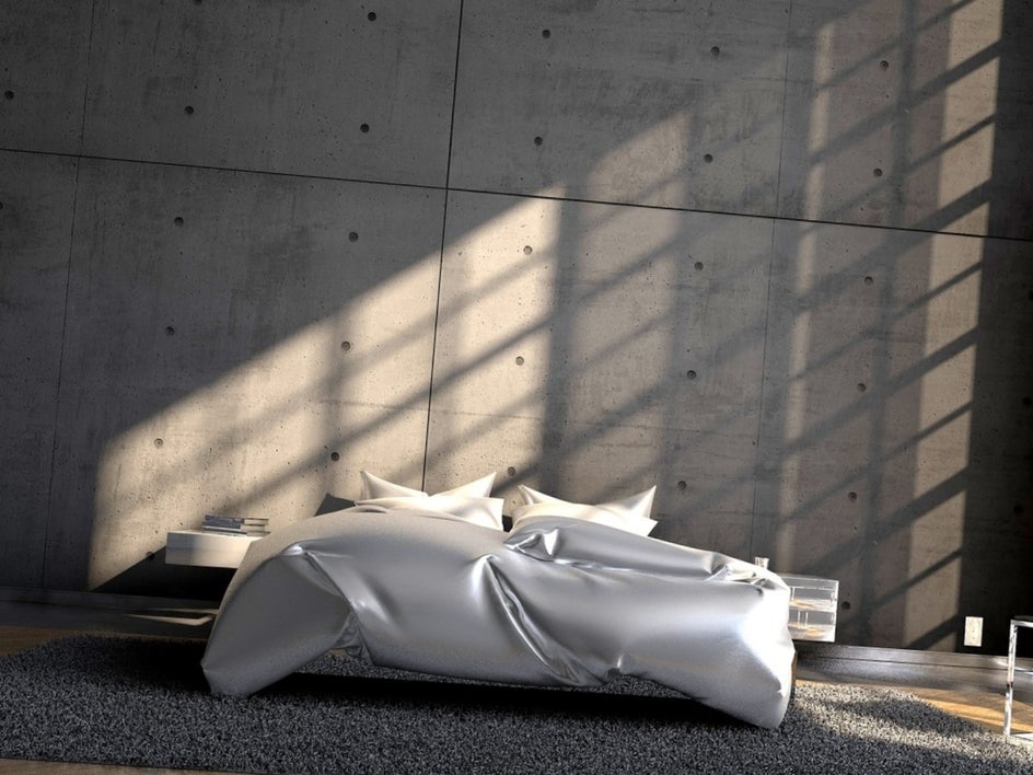 Modern bedroom with crooked orientation