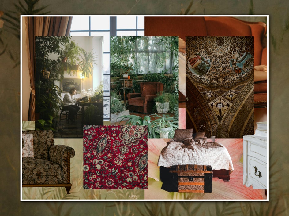 Layered photo moodboard without borders for interior design