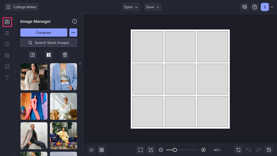 Image Manager tab for uploading mood board images to inspire