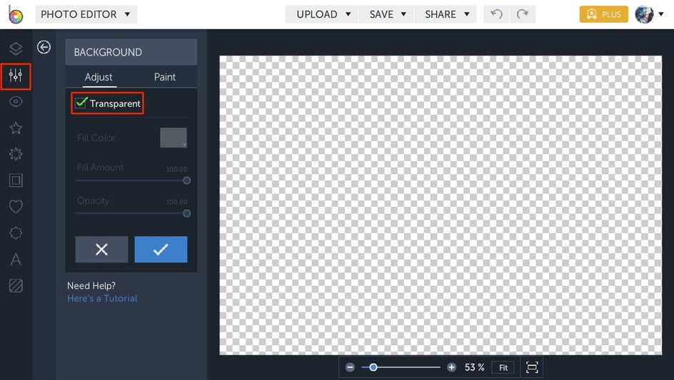 how to create a transparent background in BeFunky
