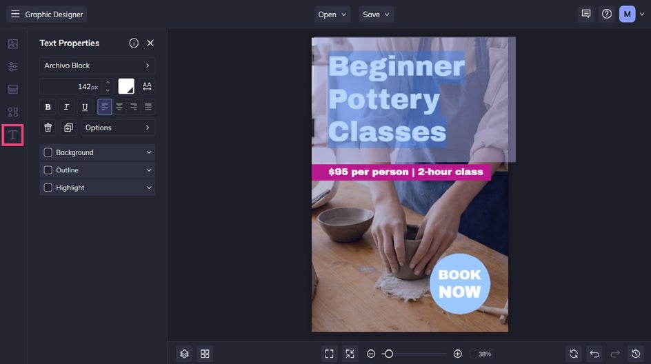 Adding custom text to a Pinterest image template in BeFunky