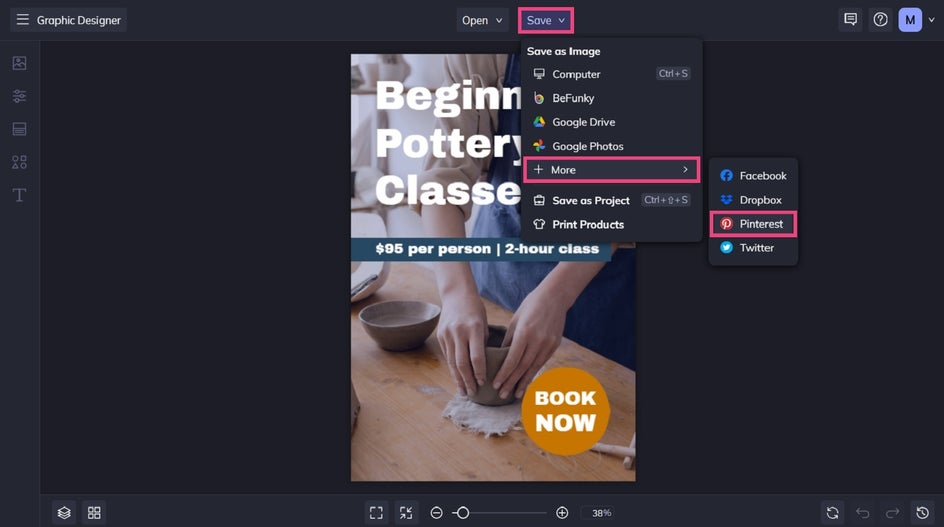 Saving a custom Pin in BeFunky 