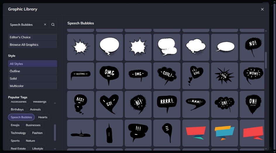 Speech bubble styles in BeFunky