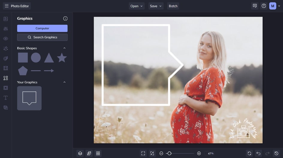 Adding a speech bubble to a photo in BeFunky